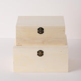 Xhqsulsclac 2 Pack Large Unfinished Wooden Box with Locking Clasp - 9.2x6.9x4.5 in-8.2X5.8X3.5in Natural Super Thick Poplar Box DIY Keepsake Wooden Box Xhqsulsclac