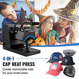 VEVOR Hat Heat Press with 4pcs Interchangeable Platens(6"x3"/6.7"x2.7"/6.7"x3.8"/8.1"x3.5"), Cap Heat Press for Stuctured Hats, Rigid Steel Frame No Stick Digital LCD Timer and Temperature Control VEVOR