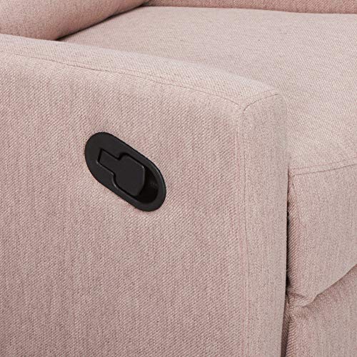 Great Deal Furniture Ishtar Contemporary Glider Swivel Push Back Nursery Recliner - Light Blush and Black Finish 25D x 35.75W x 39H in GDFStudio
