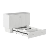 AFI, Nantucket Queen Murphy Bed Chest with Mattress, Storage Drawer and Built-In USB Charger, White AFI