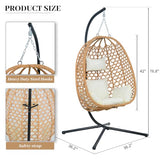 EortheX Hanging Egg Chair with Cushions – Comfortable Rattan Swing Chair with Stand for Patio, Garden, or Balcony – Stylish and Relaxing Outdoor Lounge Chair, 350LBS Capacity Indoor Outdoor (Beige) EortheX outdoor fancy