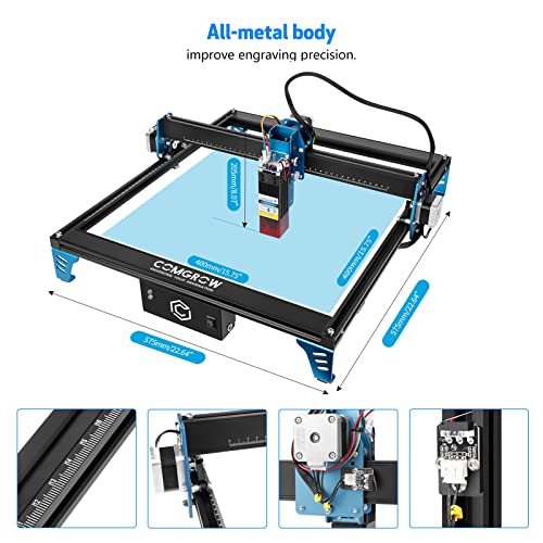 Comgrow Z1 Laser Engraver 10000mW Output Power, 24V Desktop Laser Cutter and Engraving Machine with Eye Protection Compressed Laser Spot 0.08mm, 10000mm/min Diode Laser Cutting for Metal Wood, Laser 4 Comgrow
