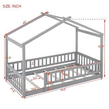NicBex Gray Wood Family-Friendly Canopy Loft Bed Frame for Queens NicBex