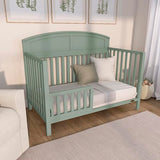Dream On Me Storybrooke 5-in-1 Convertible Full-Size Baby Crib, GreenGuard Gold & BSA Certified, Convert to Toddler, Day & Full-Size Bed Sustainable Pinewood, 3 Mattress Height Settings - Meadow Green