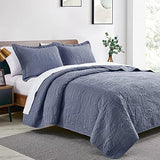 Love's cabin King Size Quilt Set Blue Bedspreads - Soft Bed Summer Lightweight Bedspread Comforter - Modern Style Coin Pattern Coverlet for All Season - 3 Pieces (1 Quilt, 2 Pillow Shams) Love's cabin
