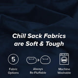 Chill Sack Bean Bag Chair - 5' Giant Memory Foam Lounge Chair with Soft Microfiber Cover – Cozy Furniture for Living Room, Dorm, & Kids' Rooms – Comfortable 5 Ft, Microsuede Lounge Sofa, Navy Chill Sack