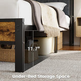 King Size Bed Frame with USB Charging Station, Storage Headboard with Smart LED Lights, Metal Platform Bed Noise Free, No Box Spring Needed, Easy Assembly Liians