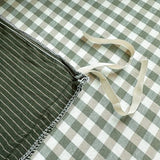 PinkMemory Green Striped Duvet Cover Queen 100% Washed Cotton Olive Green Stripes Duvet Cover Set Full 3pcs Pinstripe Pattern Bedding Set with Zipper Closure Corner Ties,Soft Breathable PinkMemory