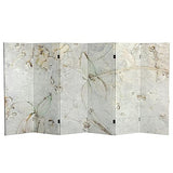 Red Lantern 4 ft. Short Double Sided Ivory Flowers Canvas Folding Screen 6 Panel Freestanding Partition and Separator for Modern and Contemporary Bedroom, Home Office, Studio, Dorm, Apartment Red Lantern
