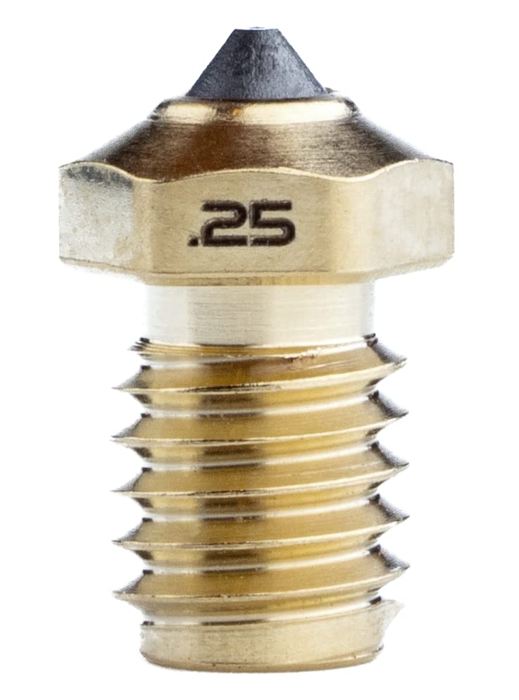 Diamondback Nozzles – V6 Compatible – Polycrystalline Solid Diamond Tip 3D Printer Nozzles, Improved Extrusion, Any Filament, Long Life, Wear Resistant, Layer Adhesion, USA Made (1.75mm x 0.25mm) US Synthetic