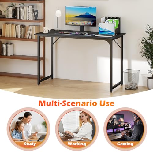 BestOffice Computer Desk,Home Office Desk, Modern Simple Style for Home Office Study Writing (Black, 47 Inch) BestOffice