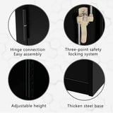 Majnesvon 72" Storage Cabinet Locking Metal Storage Cabinet with 4 Adjustable Shelves,Black Metal Cabinet with 2 Doors and Lock for Office, Garage, Home (Black) Majnesvon