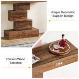 Tribesigns 42.5" Farmhouse Console Table, Narrow Wood Sofa Table Behind Couch with Geometric Base, Industrial Entryway Accent Table for Living Room, Hallway, Entrance (Rustic Brown) Tribesigns