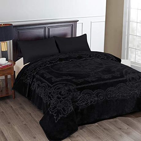 JML Fleece Blanket King Size, Heavy Korean Style Faux Mink Blanket for Winter, 85 x 95 Inches- 9 Lbs, Single Ply, Soft Thick Warm Raschel Home Decor for Fall, Fluffy Cozy Bedding Gift, Black JML