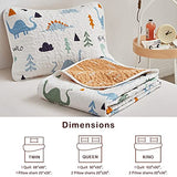 Joyreap 2-Piece Cotton Quilt Set Twin, Cute Dinosaur Reversible Design for Kids Boys n Girls, Breathable Skin-friendly Quilt Bedspread Bed Cover for All Season, 1 Quilt and 1 Pillow Sham- 68x86 inches Joyreap