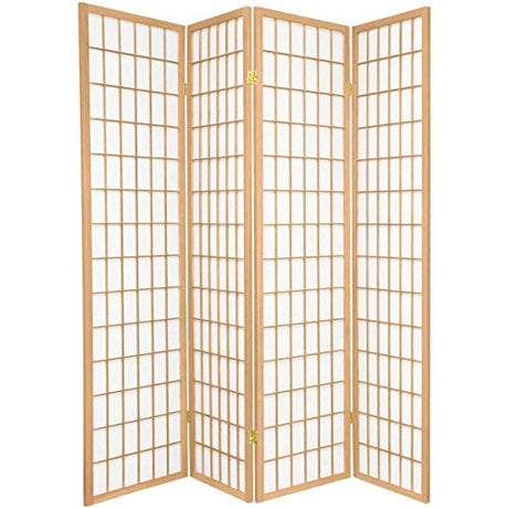 GTU Furniture Japanese Style 4 Panels Wood Shoji Room Divider Screen Oriental for Home/Office (Natural) GTU Furniture