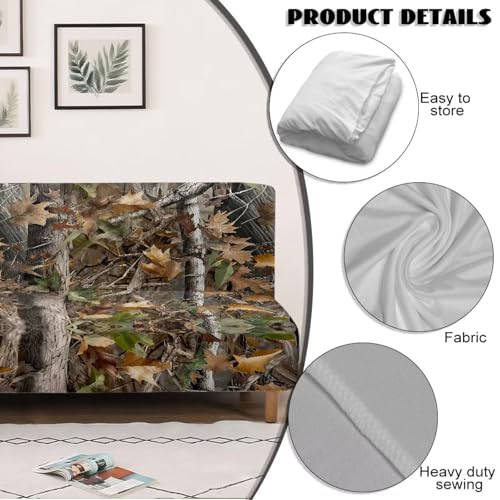 NETILGEN Home Living Room Armless Futon Cover Sofa Bed Slipcover with Elastic Bands High Stretch Sofa Slipcover Machine Washable Oak Leaf Hunting Camo NETILGEN
