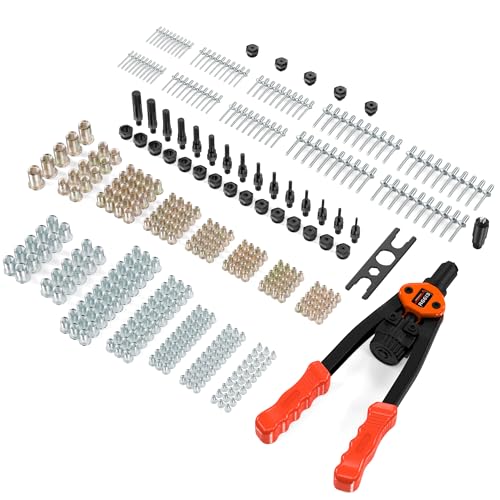 WelderElite Dual-Function Rivet Nut Tool Rivet Gun Kit Including 405 pcs Rivet Nuts Blind Rivets 15 Mandrels 5 Rivet Nozzles, Multi-Purpose - WoodArtSupply