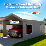 Carport Canopy Replacement Sidewall 20x6.6 FT Fits 10x20, 12x20, 20x20 FT Carport with Roll-up Windows, Waterproof & UV Protected, Easy Assembly with Ball Bungees, Grey (Sidewall Only, 1 Pack) FLOUREE