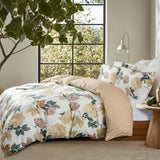 OAITE Duvet Cover King Size,Reversible Blooming Flower Orange Duvet Cover Set with Zipper Closure, 3 Pieces Modern Patterns Soft Microfiber Bedding Set with 8 Ties(104’’*90’’,2 Pillow Cases) OAITE