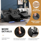 DUNELLA 66" Power Loveseat Recliner Sofa, Home Theater Seating with Console, Electric Recliner RV Sofa with USB/Type-C/Storage/Side Pocket/LED Light for Travel Trailers (Black)