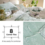 Bedsure Duvet Cover Queen Size - Reversible Green Queen Duvet Cover Set with Zipper Closure, 3 Pieces Floral Patterned Bedding Set with 8 Corner Ties and 2 Pillow Shams Bedsure