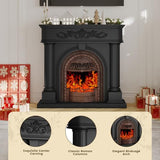 50” Solid Wood Electric Fireplace with Mantel, Black Roman Column TV Stand with Antique Bronze Finish Birdcage Heater Insert, Elegant Fireplace for Living Room, Bedroom & Entryway BLANKSPACE