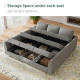 HONBAY Modular Sectional Sofa with Storage, Sleeper Sectional Sofa Modular Sectional Couch for Living Room, Grey HONBAY