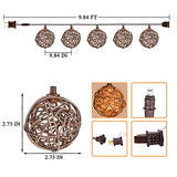 Vigdur Decorative - Rattan Ball String Lights with 10 Led Bulbs Connectable Indoor Outdoor Lantern Lights for Bedroom Wedding Garden Party Backyard Decor,9.84FT Vigdur
