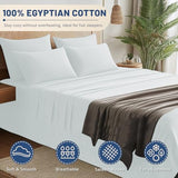 MEISHANG Extra Deep Pocket King Sheets - 600 Thread Count Sheets - Fits 18"-24" in Deep Mattress,100% Egyptian Cotton,Sateen Weave, Soft & Breathable - 4 Piece (King, White) MEISHANG