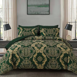 WONGS BEDDING Green Damask King Size Comforter Set, 7 Piece Texture Microfiber Comforter Bedding Set for All Season, Bed in a Bag with Comforter, Flat Sheet, Fitted Sheet, Pillowcases & Shams WONGS BEDDING
