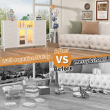 White Dresser for Bedroom Dresser TV Stand with Charging Station for 60" TV 6 Drawer Dresser Entertainment Center with LED Long Fabric Bedroom Dresser Organizer Unit Tall Chest of Drawers for Kids FFBCFDK