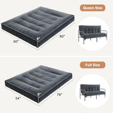 Futon Mattress Full Size 8",Foldable Futon Sofa Couch Bed,Floor Mattress Thick High Density Shredded Foam(Frame Not Included),Medium Firm Japanese Style Sleeping Pad for Guest Bedroom Living,DarkGrey nigwet