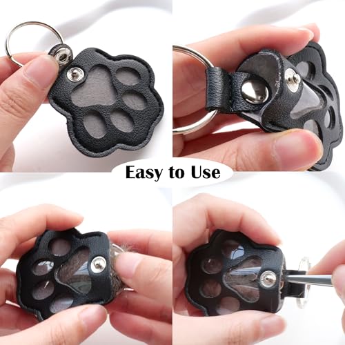 Sakinre Pet Memorial Gifts for Cat Dog, Cute Leather Paw Keychain, Pet Hair Keepsake Keyring for Bag Purse Keys Backpack, Paw Charm Pendant Key Holder for Pet Lover (Light Brown)