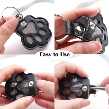 Sakinre Pet Memorial Gifts for Cat Dog, Cute Leather Paw Keychain, Pet Hair Keepsake Keyring for Bag Purse Keys Backpack, Paw Charm Pendant Key Holder for Pet Lover (Light Brown) Sakinre