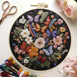 Huacan Embroidery Kit for Beginners Adults Includes Stamped Flowers Butterfly Pattern, Hoop, Color Threads,Tools,Easy to Follow Instruction