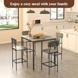 TJYGO Dining Table Set for 4, 5 Piece Kitchen Table with Chairs, Sturdy Industrial Space Saving Dinette Set for Pub, Family Dinners, Apartment, Gray TJYGO