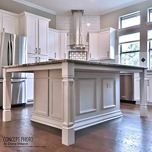 Ekena Millwork COL03X03X35TRRW Traditional Cabinet Column (Top Block: 6 1/8", Bottom Block: 7 1/8"), 3 3/4"W x 3 3/4"D x 35 1/2"H, Rubberwood Ekena Millwork