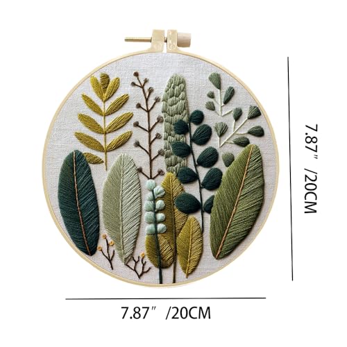 MULTIONS 4 Pack Embroidery Kit for Beginners, Cross Stich for Adults, Embroidery Starter Kits with Pattern, Hoop, Neeldes, Scissor(Flower and Plants)