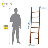 FUIN 6ft Wooden Brown Blanket Ladder Living Room Decorative Wall Leaning Farmhouse Quilt Display Holder Rustic Wood Towel Rack for Bathroom FUIN