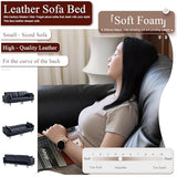 GULFXDS 83" Leather Couch for Living Room, Mid Century Modern 3 Seater Faux Leather Sofa, Comfy Convertible Futon Sofa with Adjustable Backrest for Office, Apartment (Black) GULFXDS