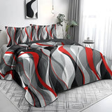 weesire Classic Line Pattern Bedding Quilt Queen Size Modern Grey Red and Black Stripe Quilt with 2 Shams, Gray and Red Comforter Sets Lightweight Breathable Bedspreads Coverlet, 90''x96'' weesire