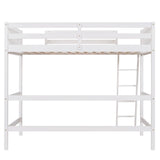 Harper & Bright Designs White Twin Loft Bed for Kids with Ladder - Stylish Wood Frame for Space-Saving Solutions Harper & Bright Designs