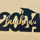2024 Personalized Name Wood Graduation Cap Sign, Custom Graduation Name Sign, Class of 2024 Grad Photo Shoot Props Party Backdrop Decor for High School or College Graduate Souvenir Gifts BOELRY