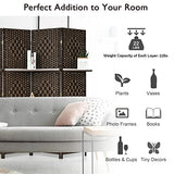 Giantex 6Ft 6 Panel Room Divider with Shelves, Freestanding Hand-Woven Rattan Folding Privacy Screens for Room Separation, Wooden Partition Room Divider Wall for Home Office Studio Separator Giantex