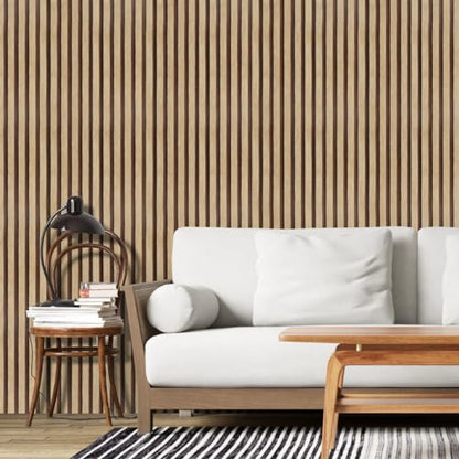 Arthome Wood Slat Wallpaper 17''x120'' Peel and Stick self Adhesive Wood Wallpaper PVC Vinyl Decorative Removable Wallpaper Waterproof Faux Wood Grating Stripe Contact Paper for Living Room B - WoodArtSupply