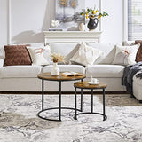 Yaheetech Nesting Coffee Table, Round Coffee Table for Living Room, Nesting Table with Wooden Tabletop and Sturdy Metal Frame, Stacking Living Room Tables Nesting End Table Set of 2, Rustic Brown Yaheetech