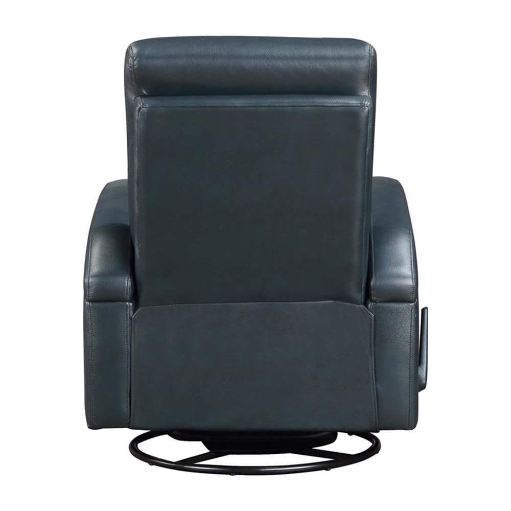 Lexicon Camden Faux Leather Swivel Glider Reclining Chair in Navy Blue Lexicon