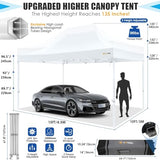 HOTEEL 10x15 Heavy Duty Pop Up Canopy Tent for Parties Event Wedding Commercial Instant Canopy Portable Shelter Folding with Roller Bag, Waterproof UV Resistant, Upgraded Thick Hexagonal Legs, White Hoteel