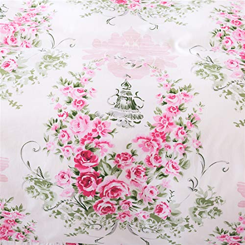 FADFAY Home Textile Pink Rose Floral Print Duvet Cover Bedding Set for Girls 4 Pieces King Size FADFAY